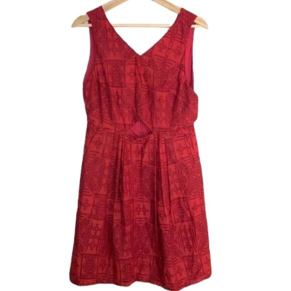Madewell red silk blend cut out dress with pockets size 8-New without tags - Picture 2 of 10